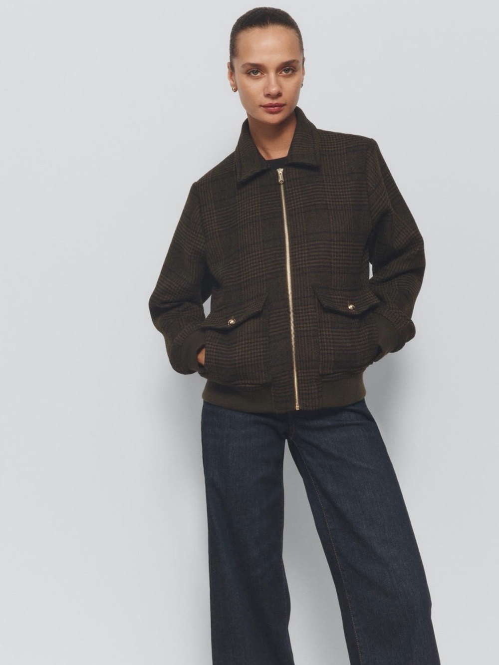 Nordstrom Anniversary Bernardo Olive Plaid Bomber Jacket
